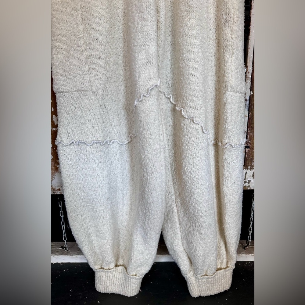 Boho Teddy Fleece Jogger Pants Cream Cozy Lounge Free People Style - Picture 5 of 8